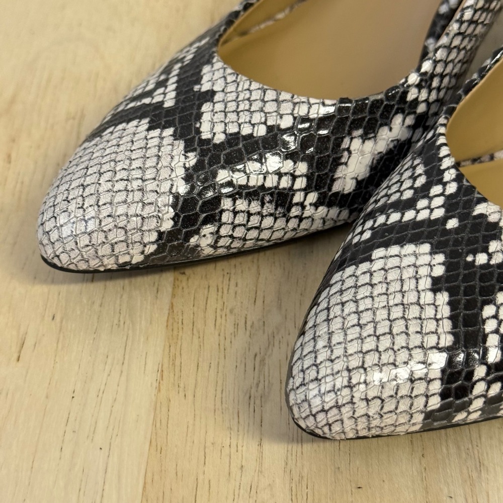 Naturalizer Anna Snakeskin Pointed Toe Pumps Black White Leather Heels Size 6M - Picture 7 of 16